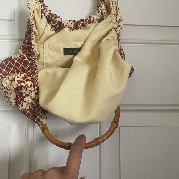 Anthropologie Floral Print Pippa Bag Wooden Handles - Picture 5 of 7